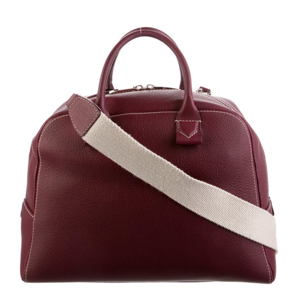 CAROLINA HERRERA leather handbag with strap BURGUNDY